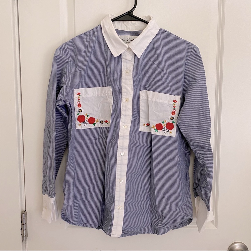 Striped shirt M embroiled pockets